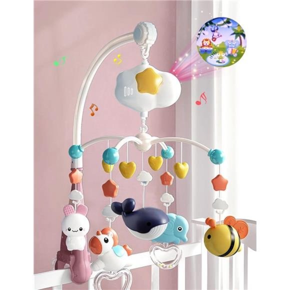 Baby Crib Mobile with Music, Lights and 19 Songs and lullabies, (Baby Pink) - Picture 1 of 6